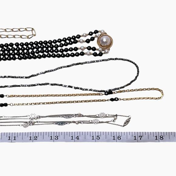 Necklaces Lot 5 Wearable Some Signed Gold And Silver Tone Chains Assorted Styles - Picture 7 of 7